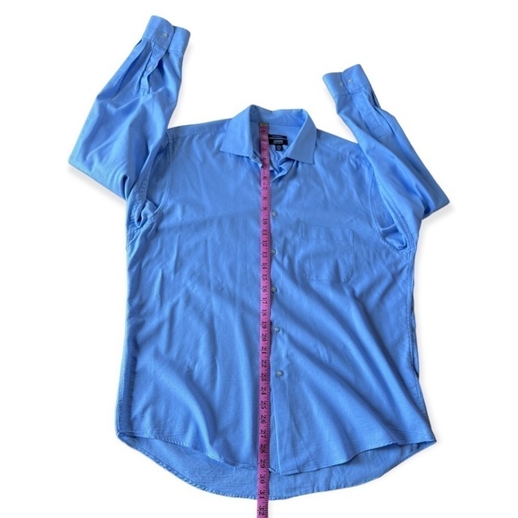 Alfani Men’s Performance Blue Button Front Shirt, Size Large 16-16.5 34-35 - Picture 6 of 10